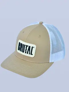 GORRA BEIGE LOGO BLANCO Y NEGRO