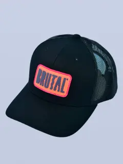 GORRA NEGRA LOGO NARANJA Y MORADO