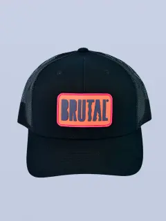 GORRA NEGRA LOGO NARANJA Y MORADO