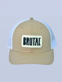 GORRA BEIGE LOGO BLANCO Y NEGRO
