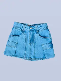 FALDA CARGO DENIM CLARO