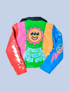 CHAQUETA DE CUERO COLORES CON NEGRO