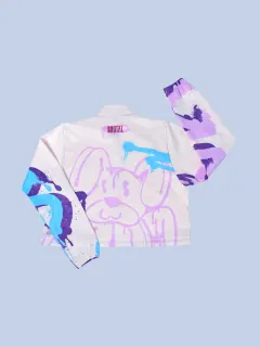 CHAQUETA DEPORTIVA BEIGE CON GRAFITI