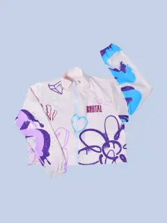 CHAQUETA DEPORTIVA BEIGE CON GRAFITI