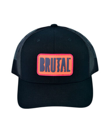 GORRA NEGRA LOGO NARANJA Y MORADO