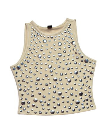 TOP BEIGE CON APLIQUES
