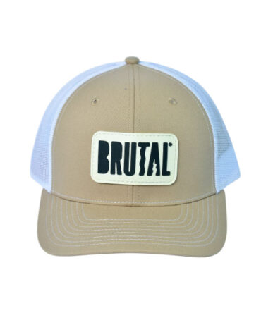 GORRA BEIGE LOGO BLANCO Y NEGRO